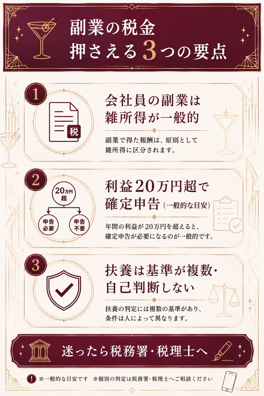 pato副業の税金。雑所得の扱いと、利益20万円超で確定申告が必要になる目安、扶養の注意点を整理した図解