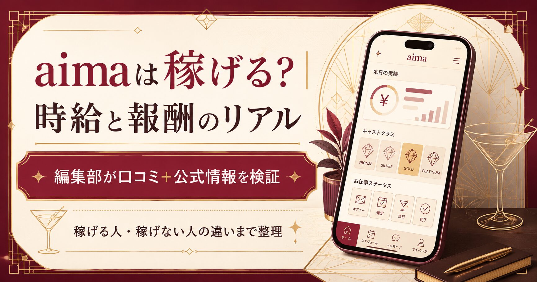 aimaギャラ飲みの時給と報酬のリアルを一目で示すアイキャッチ整理図