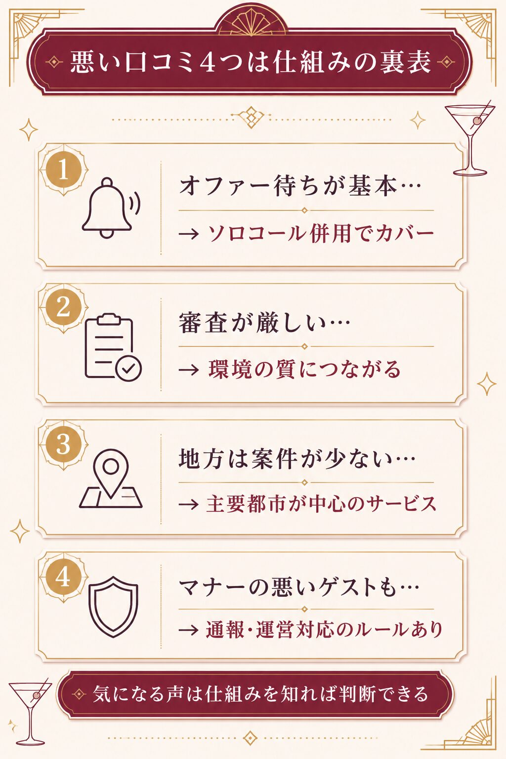 glassの悪い口コミ4つとそれぞれの実態・対策をセットで整理した図解